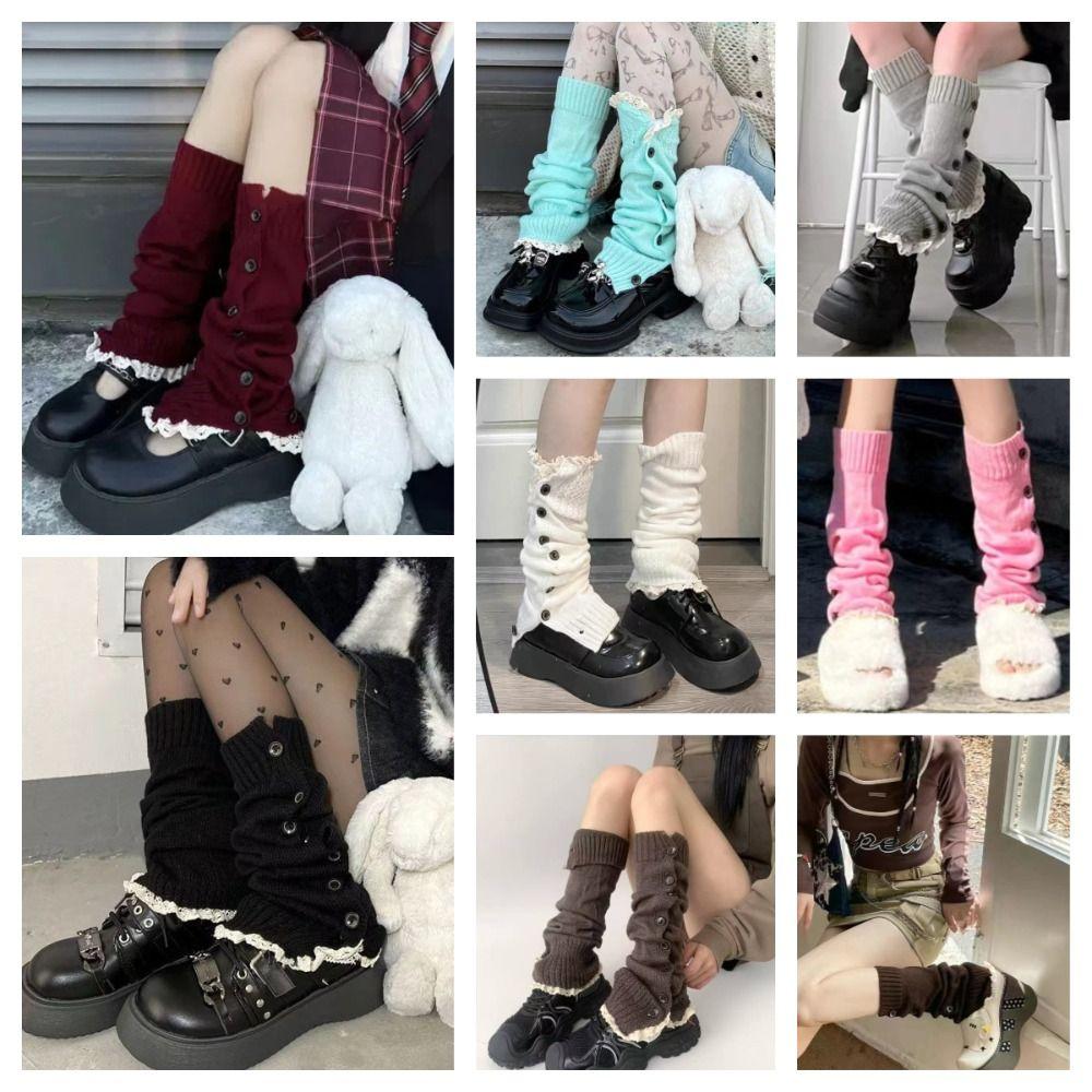 Лолита JK вязаный чехол для ног Harajuku длинные чулки-трубы мода Y2K гетры для девочек