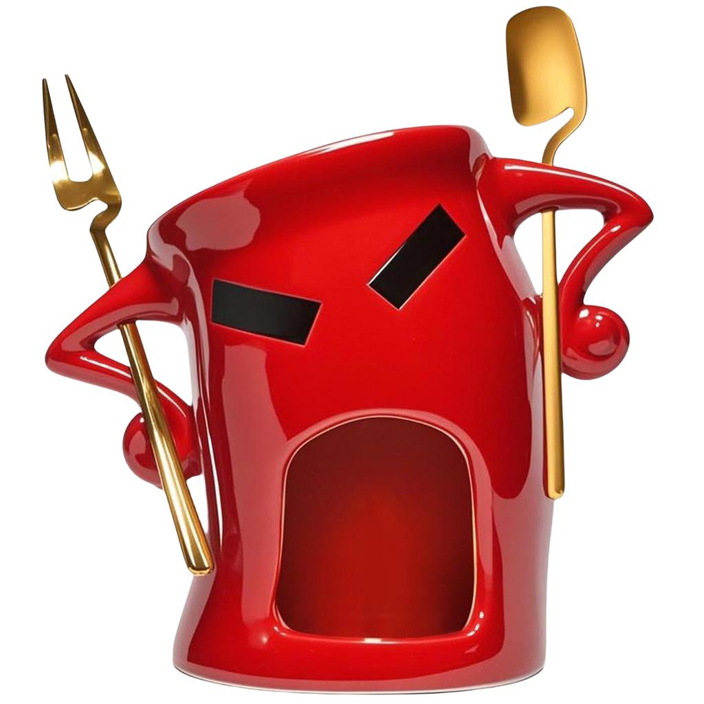 Ceramic Chocolate Fondue Melting Cup with Spork Sweet Fondue Cup Melting Fondue Mugs Set for Parties Cozy Nights Gifts