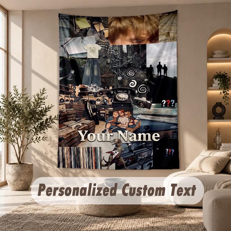 Tapestry Custom Name Text, Wall Hanging Tapestry Home Room DecorDie drei Fragezeichen