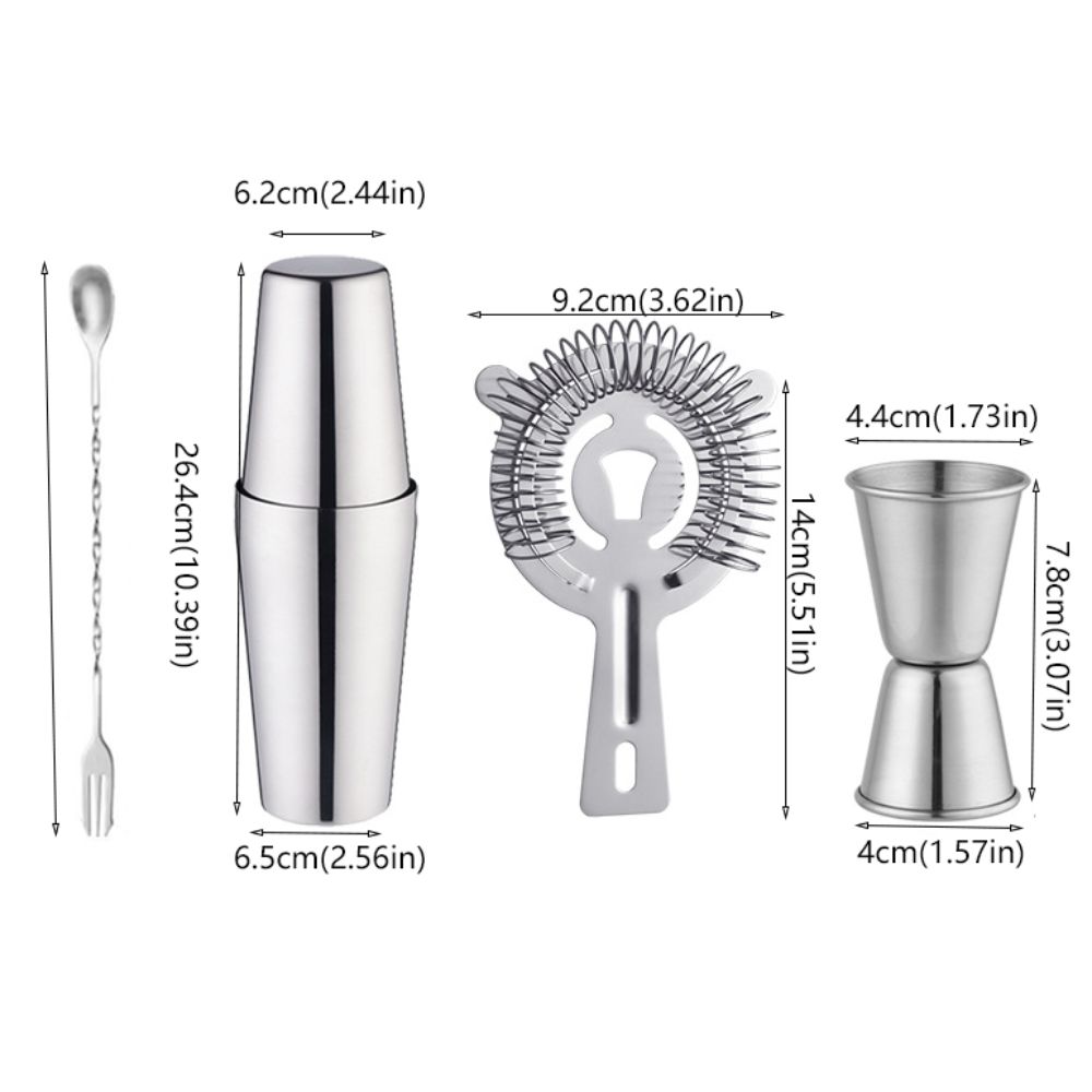 3/4Pcs Stainless Steel Cocktail Mixer Kit 600/700ml Professional Cocktail Mixer Set Anti-corrosion Rustproof Wine Mixer