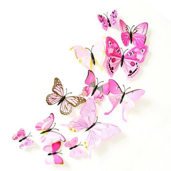 12 Pcs 3D Wall Stickers Butterfly Fridge Magnet Wedding Party DIY Room Decor