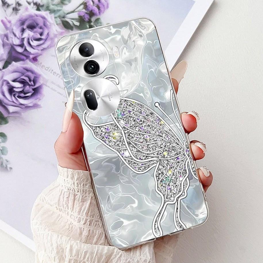 For OPPO Reno 11 Pro 5G Case CPH2607 New Fashion Flower Butterfly Silicone Clear Soft Phone Case on OPPO Reno11 5G CPH2599 Funda