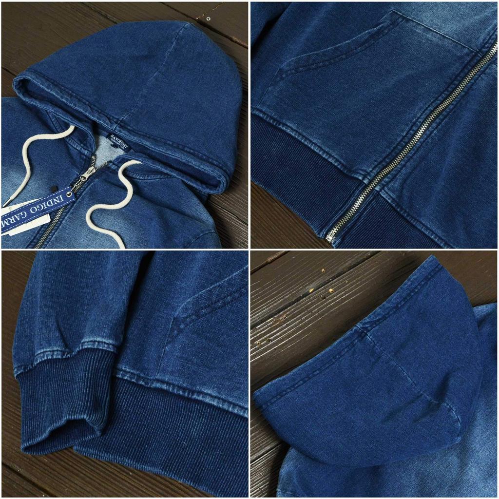 Джинсовый комплект с худи на молнии и брюками-джоггерами, спортивным верхом и низом, сшитый свитшот 26128 Размер [slow&easy] (Повседневная мода) - Набор,