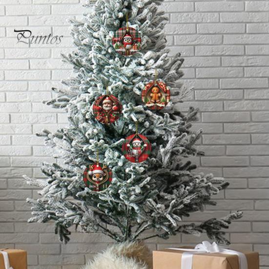 Рождественский подвесной орнамент, плоский акриловый Санта-Клаус, молния, украшение, праздничный кулон для рождественской елки, декор для зимней вечеринки