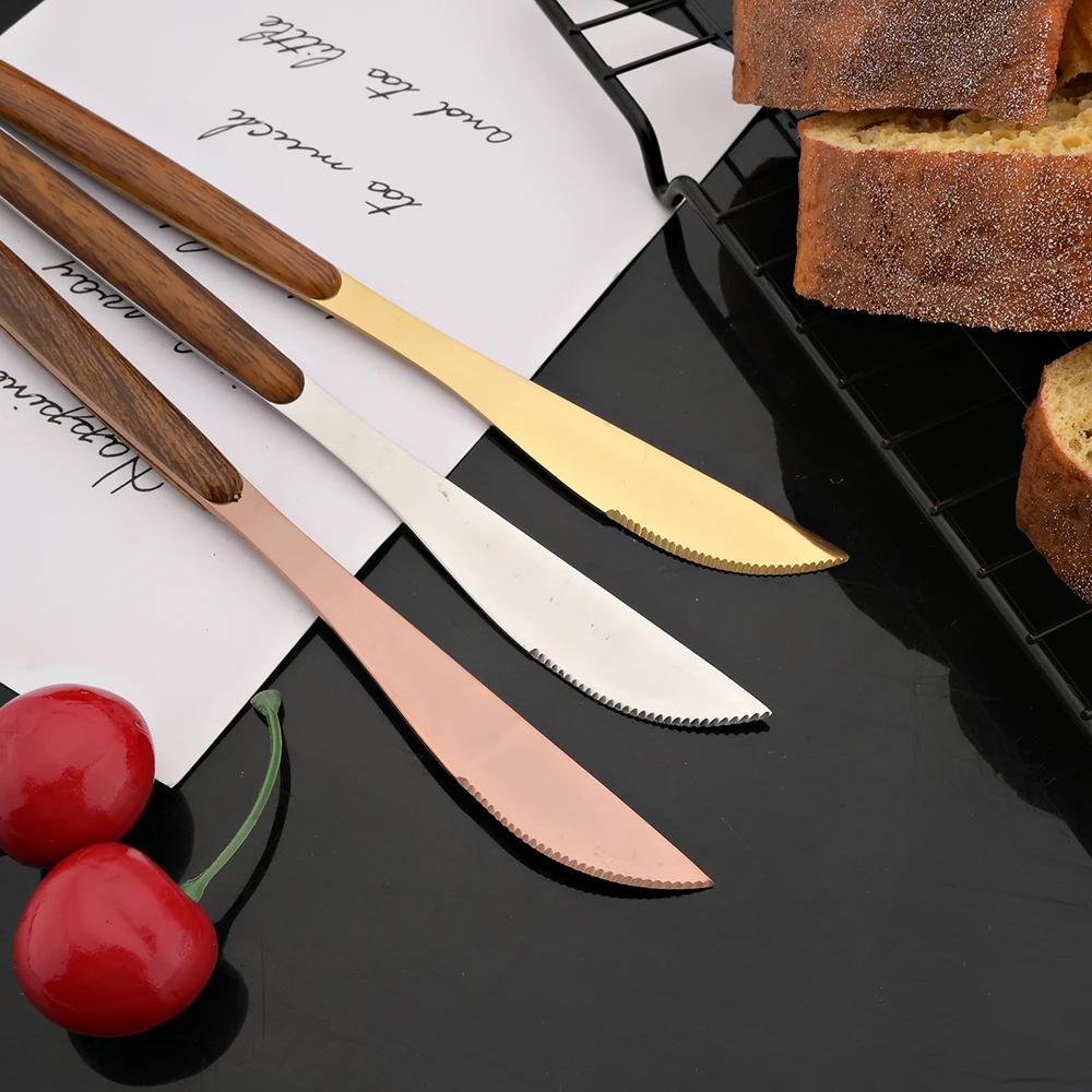 20 шт. Столовые приборы из нержавеющей стали с имитацией деревянной ручки, столовая посуда, нож, кофейная ложка, чайная вилка, набор столовых приборов, посуда