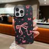 For iPhone 16 15 Pro Max 14 Pro 13 12 11 Case Bowknot Floral Print Slim TPU Leather Texture Soft Matte Shockproof Phone Cover