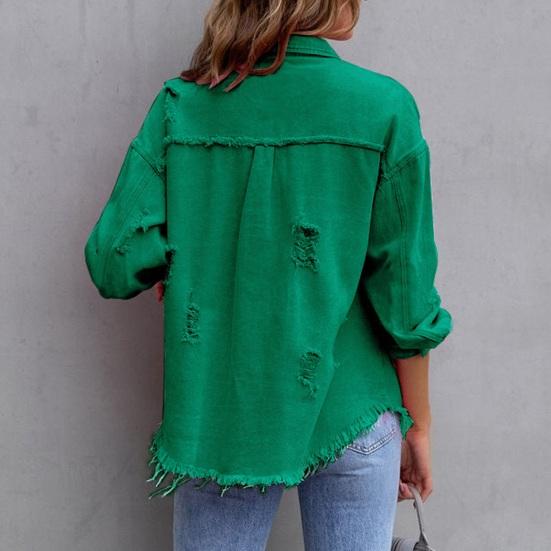 Женская куртка с рваными карманами и декором, однобортное однобортное пальто с длинными рукавами в стиле хип-хоп, уличная одежда с лацканами, свободное винтажное женское пальто на весну и осень