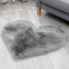 Gray Heart Shaggy Rug & Faux Wool Seat Cushion for Living Room/Bedroom