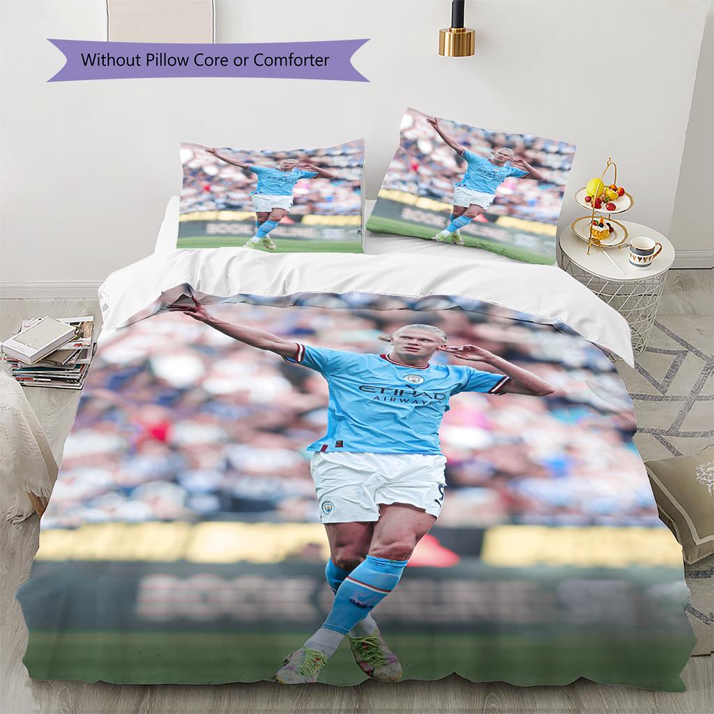 Erling Haaland Pattern Bedding Home Decoration Birthday Gift (1 * duvet cover + 2 * pillowcase, without core)