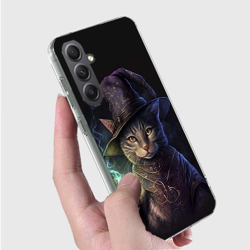 Halloween Magic Cat Phone Case for Samsung A16 A26 A36 A56 A17 A37 A57 A07 A06 A02S A03 A04S A05S Galaxy Note 20 10 A50S A71 A51