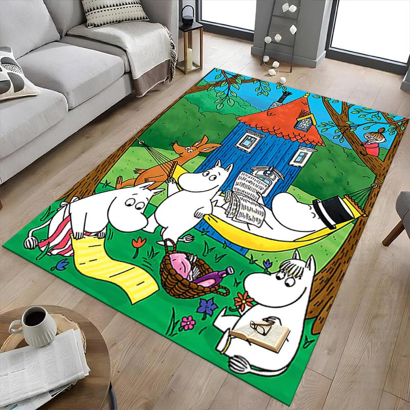Moomin Family Picnic Carpet For Playroom Bedroom Living Room Sofa Home Decorkids Game Area Rug Nonslip Floor Mat