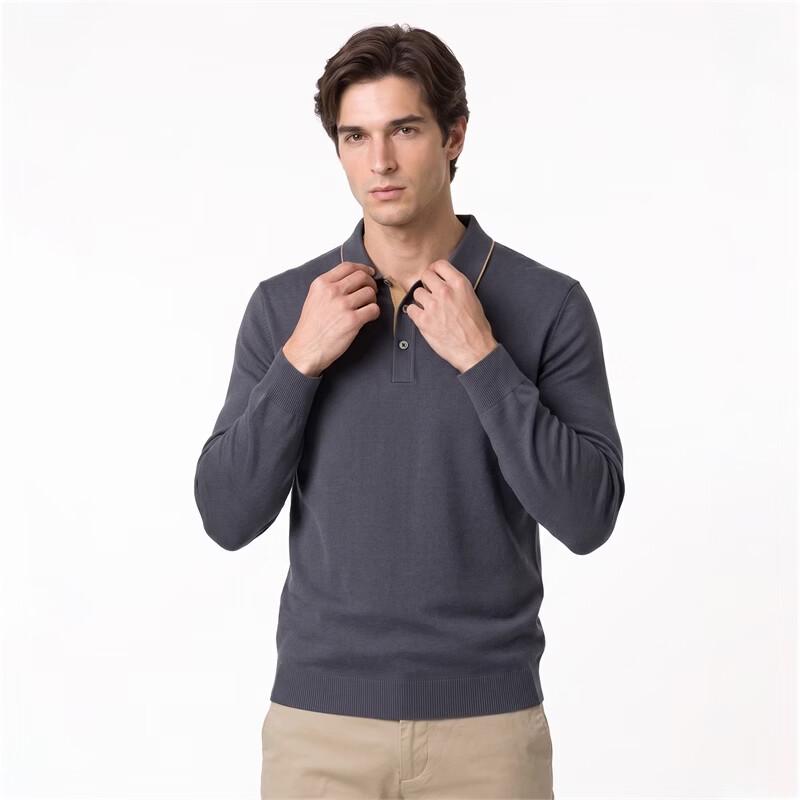 Pierre Cardin Men's Wool Silk Blend Contrast Polo Sweater