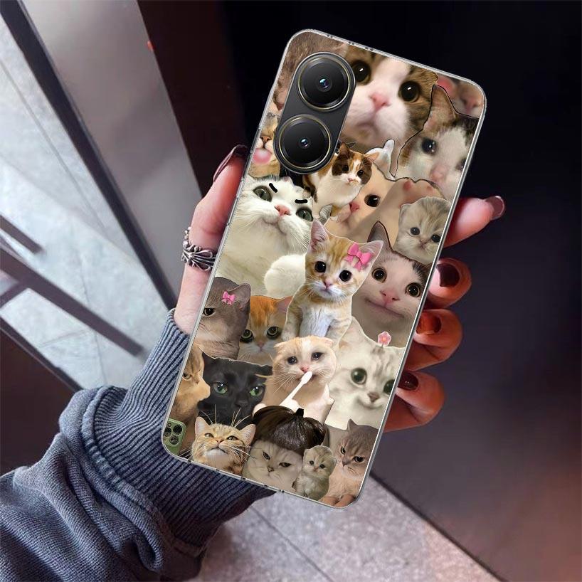 Crying Cat Memes Phone Case For Xiaomi Poco X7 X6 X5 Pro F7 Ultra Redmi 15C 15 13 13C 12 12C 10 10A 10C 9 9A 9C 9T Shell Poco X7