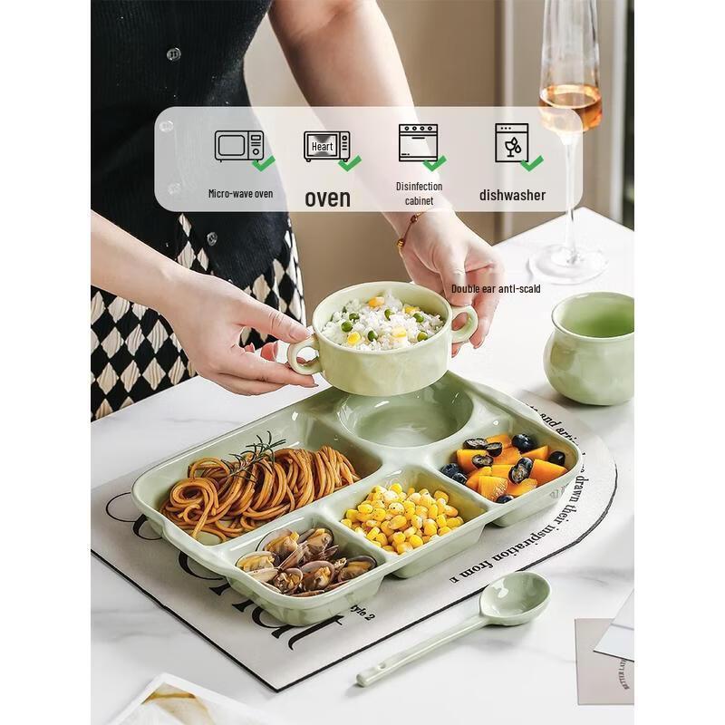 HANDUNYOU Ceramic Divided Breakfast Plate