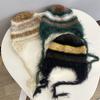 College Style Rabbit Hair Wool Contrasting Colors Women's Autumn and Winter Warm Wool Feeling Outdoor Cold Ear Protection Flying Hat