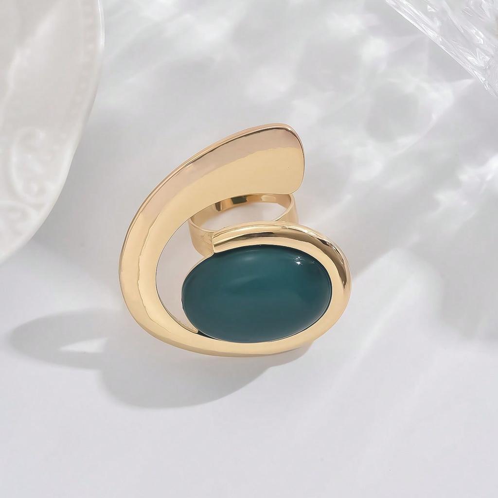 1pc Exaggerated Geometric Design Western Style Resin & Zinc Alloy Ring For Women, Perfect Gift For Parties And Events
