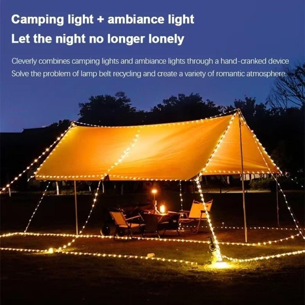 20M Length Camping Lights String 2 in 1 Design Storable Design Hanging Tent Light 5 Modes USB Rechargeable