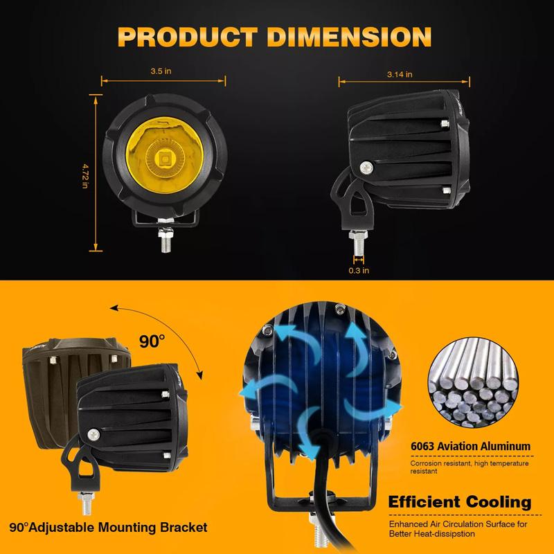 1/2 шт. светодиодная фара для мотоцикла, белая, желтая, противотуманная, дальнего света, вспомогательная лампа, универсальная
