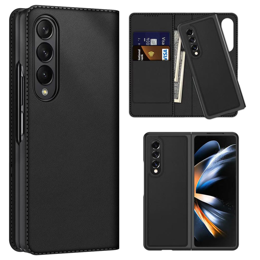 Роскошный кожаный чехол для телефона Samsung Galaxy Z Fold 4 3 2, чехол с слотом для карт и подставкой, задний чехол можно разделить