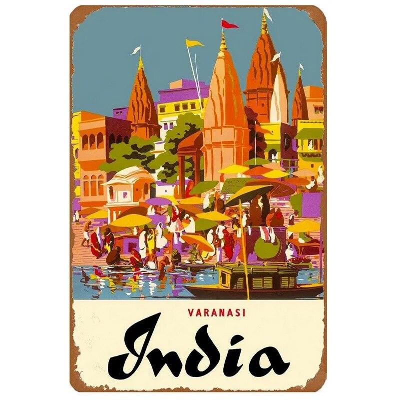 New York Paris Great Wall World Famous Building Metal Tin Signs Posters Plate Wall Decor for Bars Man Cave Cafe Clubs Home