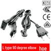 CE VDE Certified European L-Shaped 2-Pin Elbow Power Cord with 8-Character Tail