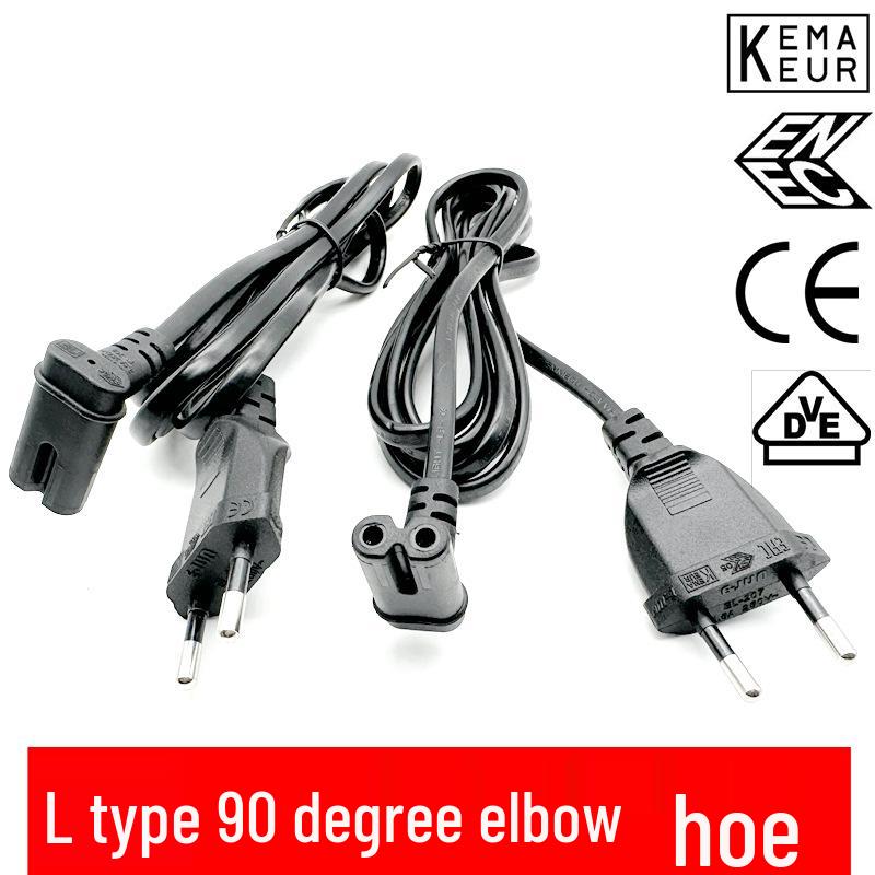 CE VDE Certified European L-Shaped 2-Pin Elbow Power Cord with 8-Character Tail