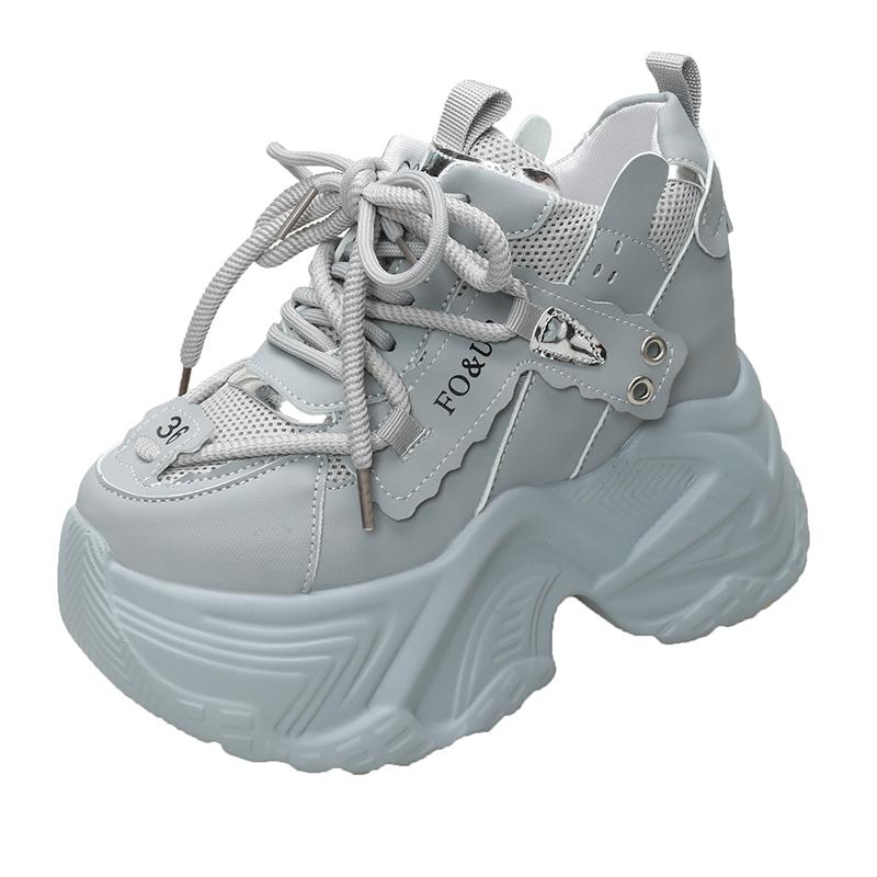 Fashion New High Platform Sneakers Women Thick Sole Non Slip Sports Dad Shoes Woman Korea PU Leather Chunky Sneakers 2023 Spring