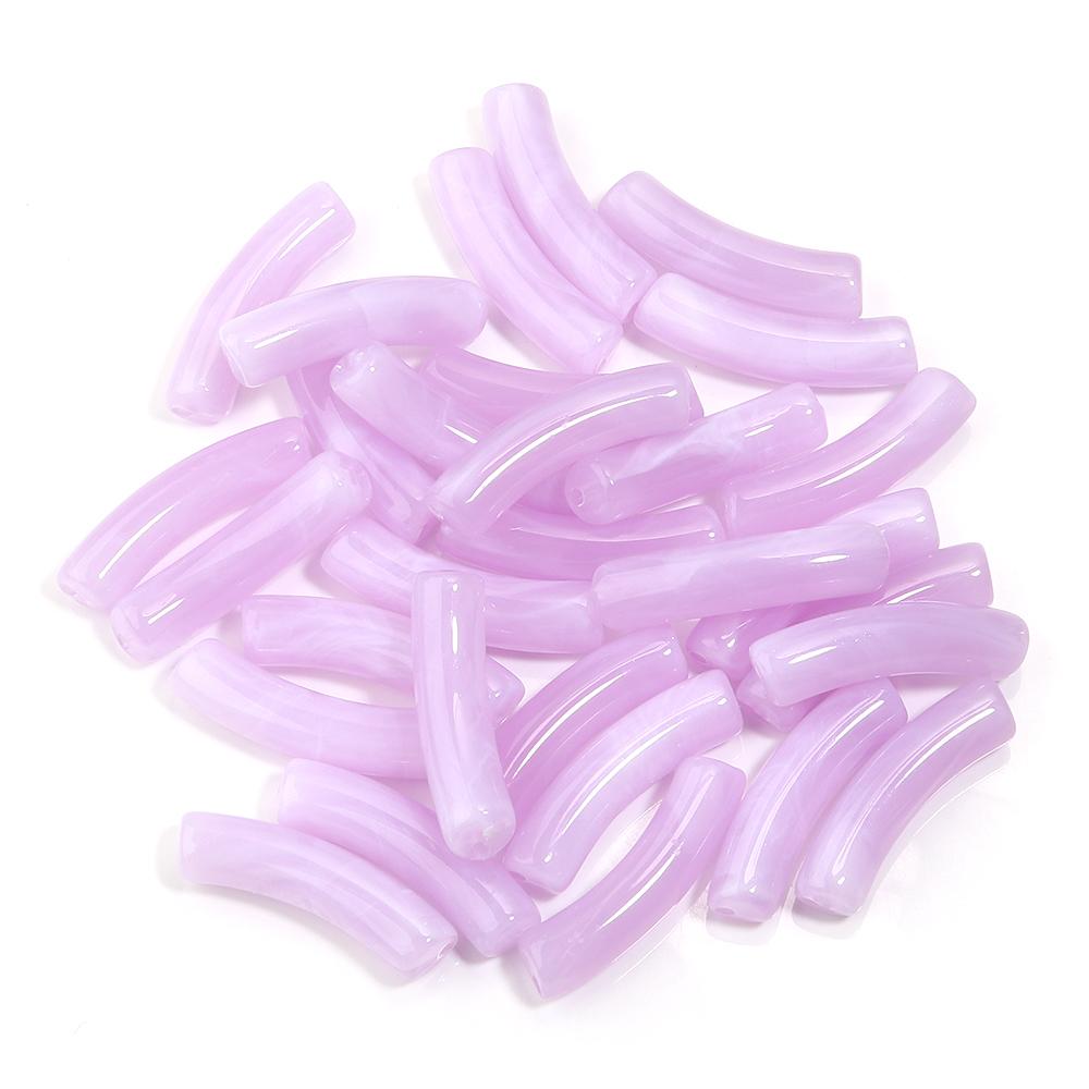 30pcs/lot Acrylic Curved Tube Beads Dual Color Thin Bamboo Shape Loose Spacer Bead For DIY Bracelet Necklace Jewelry Accessories