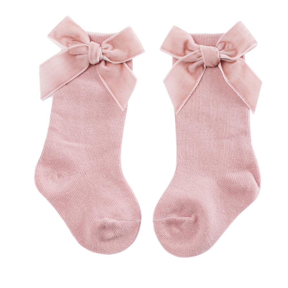 Носки для девочек Носки принцессы с бантом Гольфы для младенцев Носки до колена Тонкие хлопковые носки для новорожденных