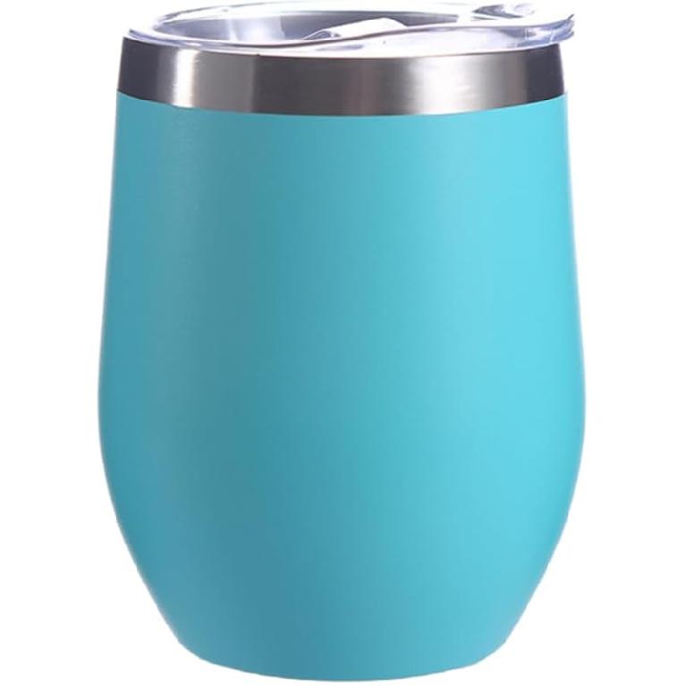 12 oz Stainless Steel Wine Tumbler Stemless Glasses with Lid, Double Wall Insulated Travel Mug Perfect for Wine, Coffee, Drinks, Champagne, Cocktails