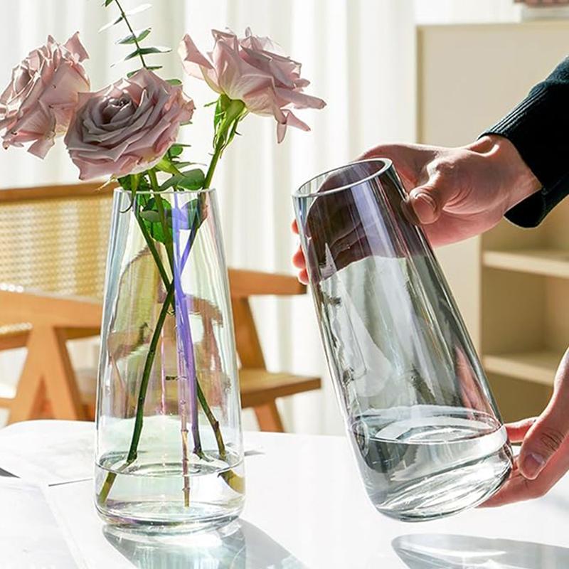 Современная стеклянная ваза кристально чистая прозрачная гидропонная вставка ваза для домашнего офиса гостиная декор аксессуары (Кристально-серый)