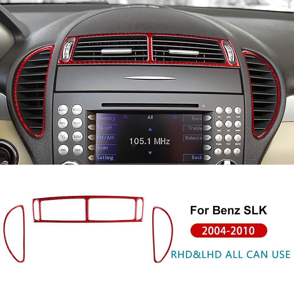 Наклейка из настоящего мягкого углеродного волокна для Mercedes Benz SLK R171 2004 2005 2006 2007 2008 2009 2010 Аксессуары для центрального воздуховода