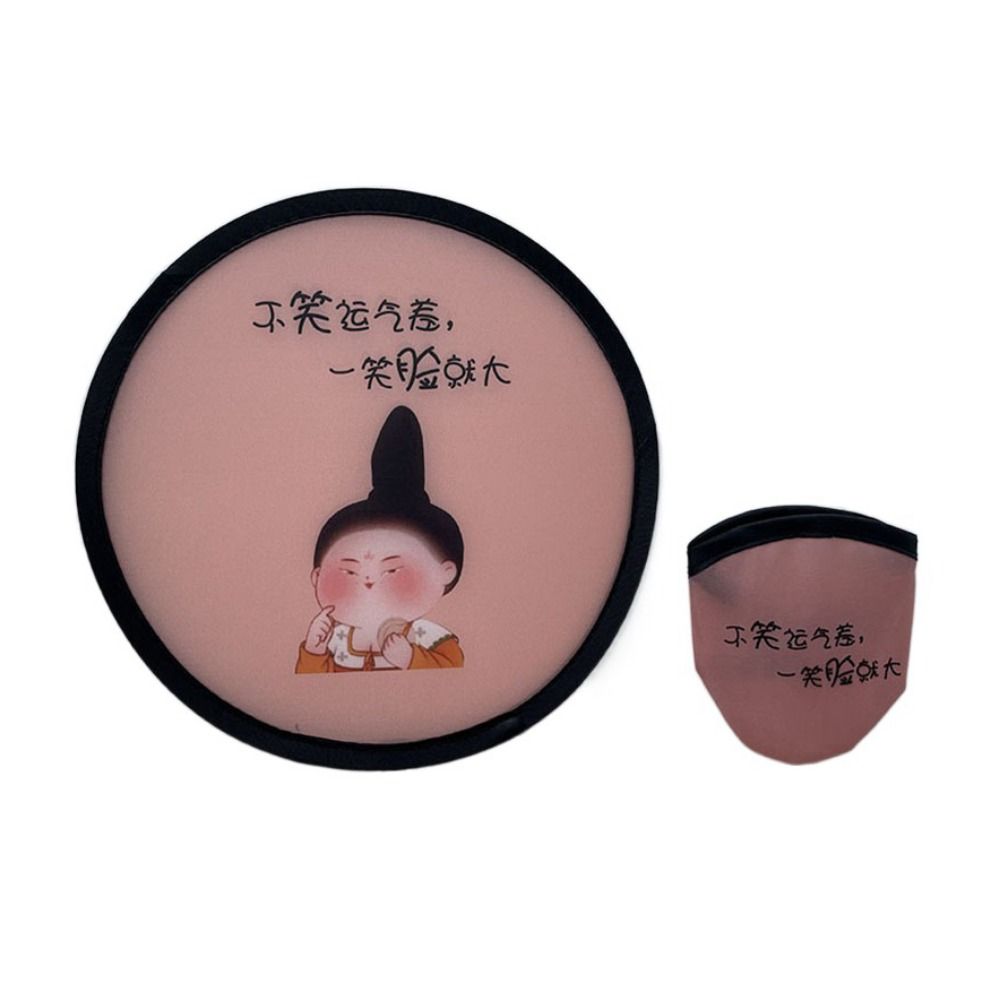 Round Folding Fans Cartoon Hand Fan Circular Fan Pocket Fan  For Beach Lawn