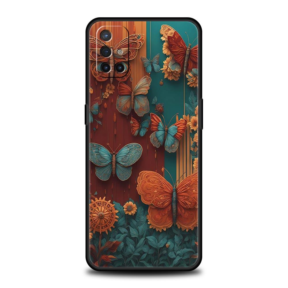 Модный Чехол для Телефона с Цветами и Бабочками Для Oneplus 13R 13 12R 11 10T 10R Nord N100 N200 N10 10 9 9R 9RT CE 3 2 Z Pro Мягкий ТПУ