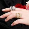 CMM Luxury Style Wedding Jewelry Gold Color Silver Color Large Adjustable Ring