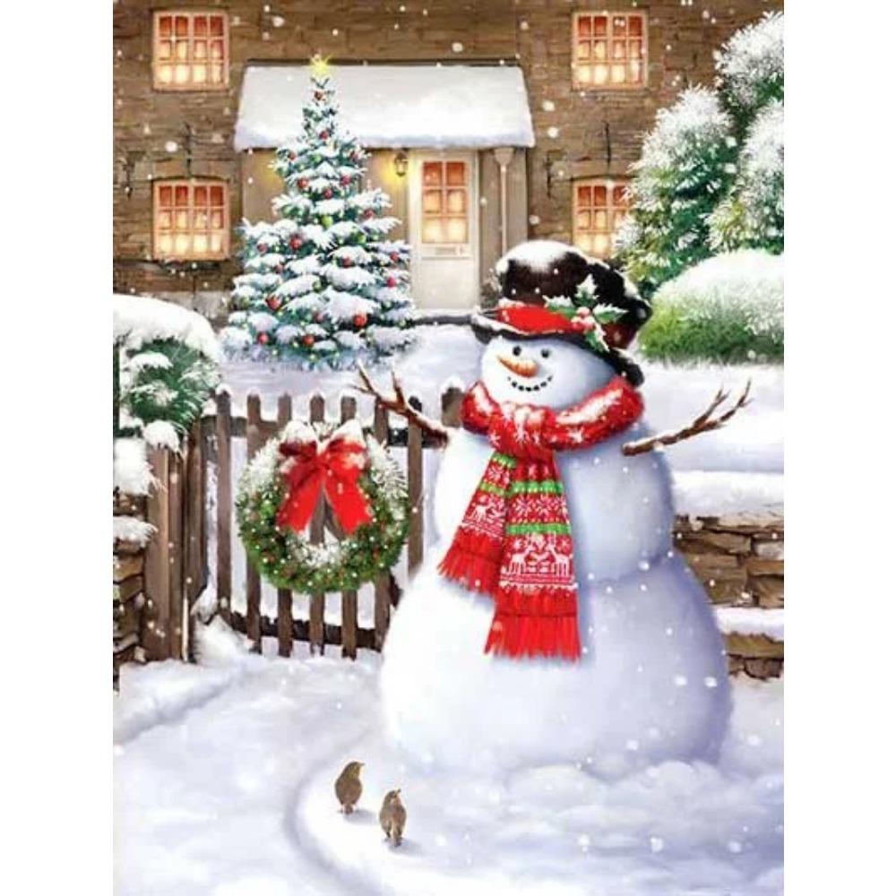 Алмазная живопись Art Full Drill Снеговик Алмазная картина Ручная работа Снежный день Diy Алмазная мозаика Картина Украшение дома Рождественский подарок