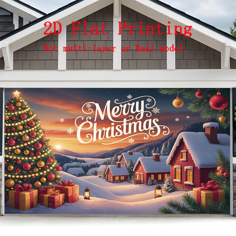 Party Backdrop Christmas Flat Cozy Winter Village Scene Photo Booth Decor Party Decor