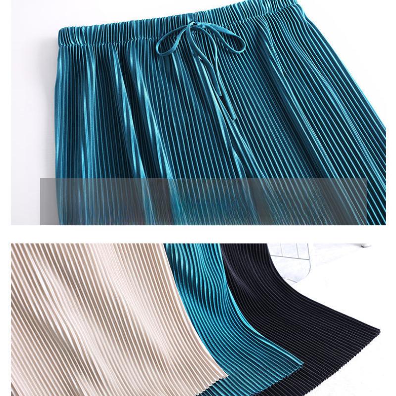 Order A Size Up Women's High-Waist Pleated Wide-Leg 9-Point Casual Trousers