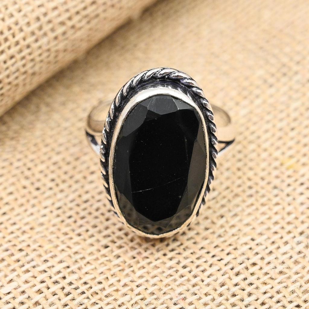 Ювелирные изделия из твердого серебра 925 пробы с черной шпинелью и драгоценным камнем ручной работы