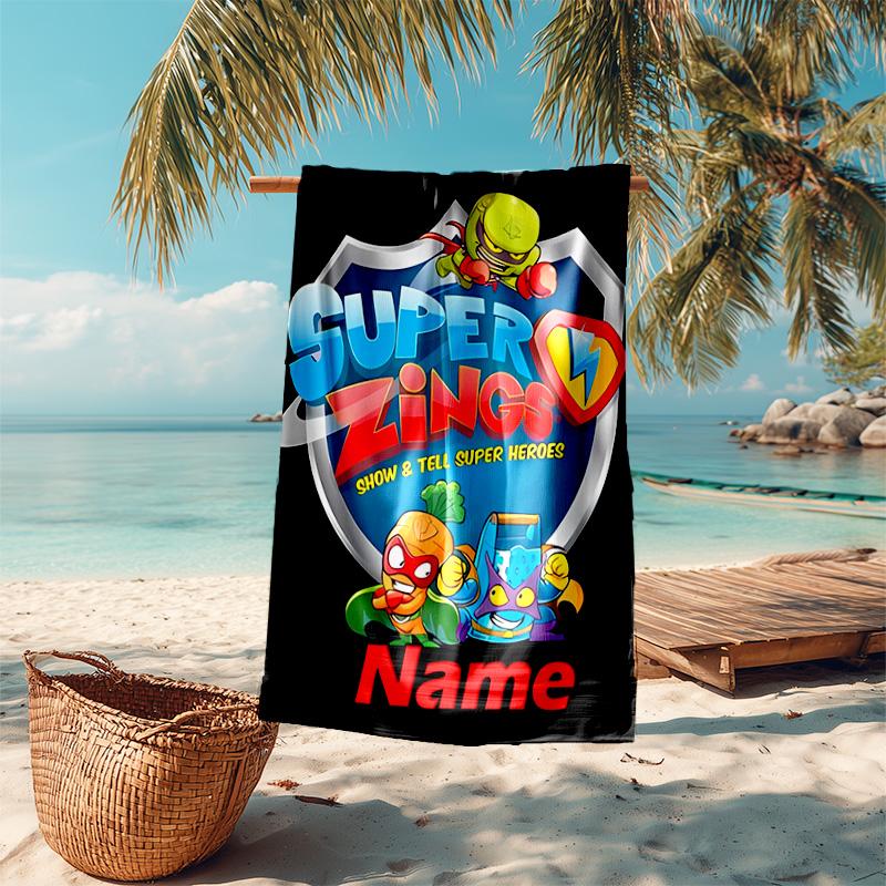 Personalized customized proof beach towel with SuperZings pattern - soft, absorbent,quick-drying,perfect swimming,camping&bathing