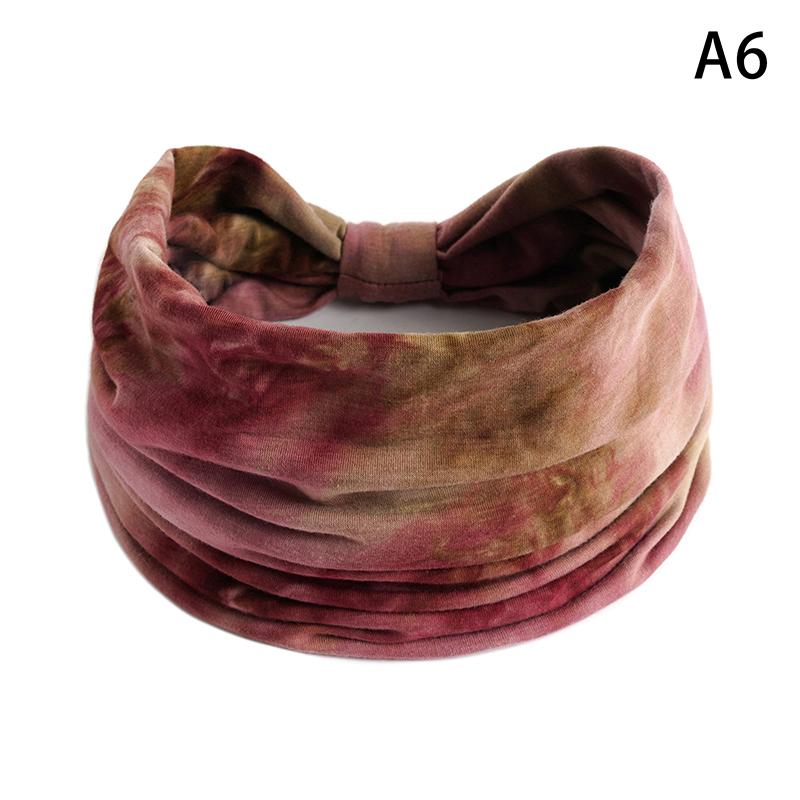 Tie-Dye Boho Knot Turbans Yoga Elastic Head Wrap Women Headband Wide Hairbands Headwear Bandanas Hair Band Accessories