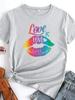 Rainbow Lip Print Women T Shirt Short Sleeve O Neck Loose Women Tshirt Ladies Tees Shirt Tops