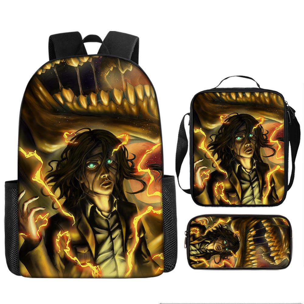 Attack on Titan Backpack Anime School Bag Unisex Large Capacity Outdoor Travel Set of 3