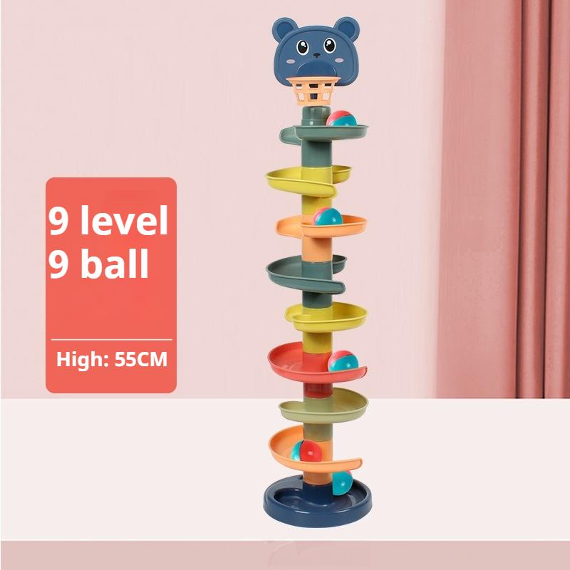 Стрельба, укладка, веселье, поворот, детская забавная дорожка, скользящая башня с мячом, детское образование, раннее образование, катящаяся игрушка с мячом