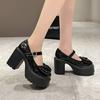 Heel Buckle Strap Round Toe Square Heel Butterfly-knot High Quality Shoes Women's High Heels Summer Shoes Women