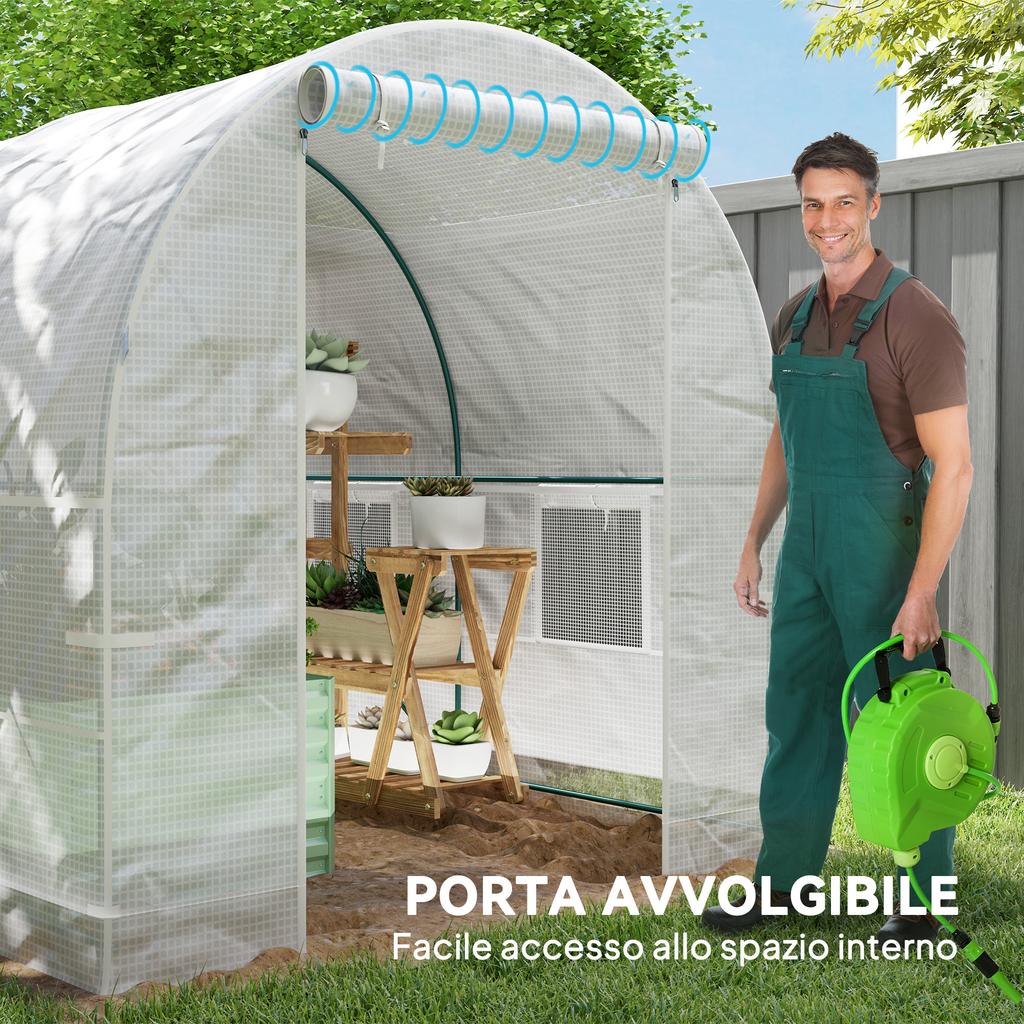245 x 200cm Polytunnel Greenhouse - White