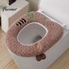 Comfortable Commode Seat Covers Plush Cartoon Toilet Mat, Soft Thickened Washable Bathroom Pad Cover Pads with Handle, Warm Skin-Friendly Adhesive