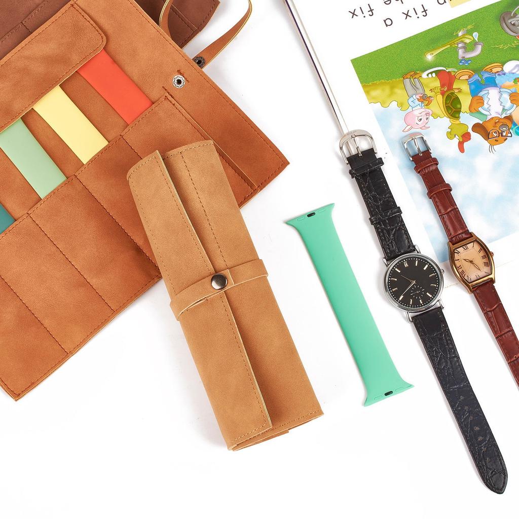 Органайзер-ролл для ремешков часов с 5 отделениями, коробка для хранения, сумка для хранения ремешков смарт-часов, кожаный чехол ручной работы для путешествий, сумка для хранения