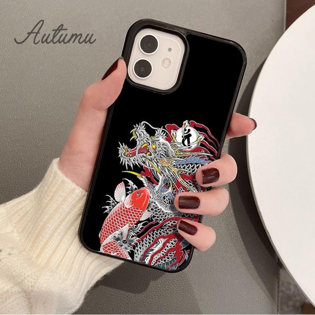 Мягкий чехол для телефона с татуировкой дракона для iPhone 11 12 13 14 Pro Max mini X XR XS SE 2020 6S 7 8 Plus Samsung Galaxy S21 S22