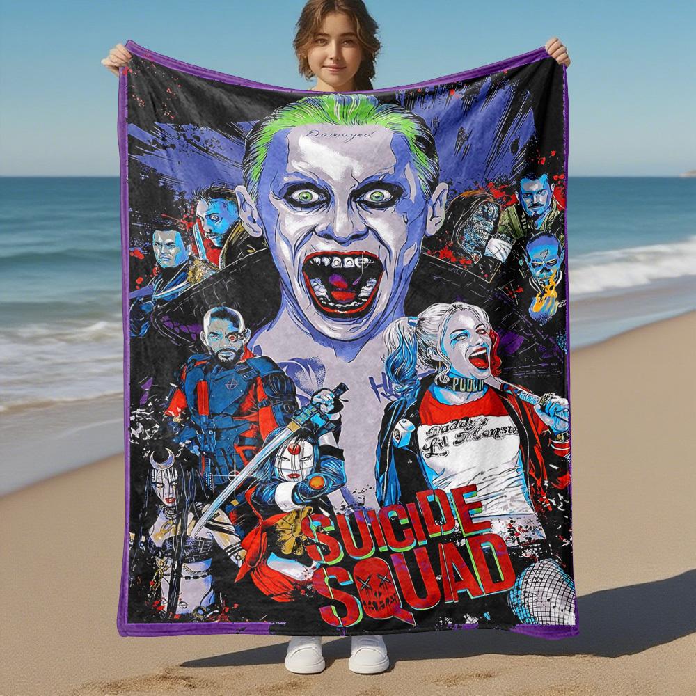 1PC Harley Quinn Suicide Squad Outdoor Flannel Blanket Soft Plush Decor for Picnics, camping,Bedroom, Playroom, Office1141A